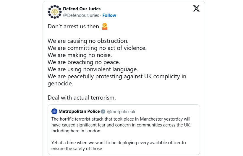 UK Police Warn Against Pro-Palestine Protest Amid Tensions After Manchester Synagogue Attack